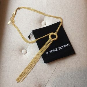 Karine Sultan Jade Ball Chain Tassel Necklace